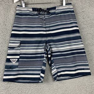 Columbia PFG Men’sBoard Shorts Unlined Size 32x11 Blue Stripe Swim‎ Surf
